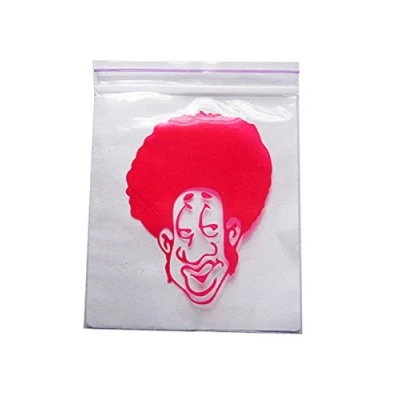 Image of 100 5CM X RESEALABLE Clear Baggies with RED Afro Man Design