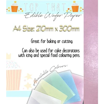 Image of 12 Sheets of Pink Edible Wafer Paper for Baking Cutting Printing Cake Decorating