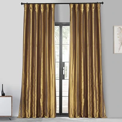 Image of HPD Half Price Drapes Blackout Curtains for Bedroom &amp; Living Room Faux Silk Taffeta Curtain 50 X 96 (1 Panel), PTCH BO404 96, Golden Spice