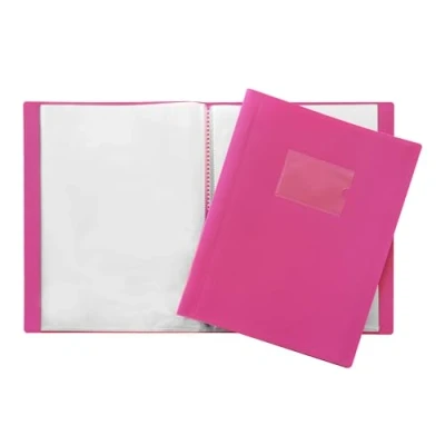 Image of Janrax A4 Pink Flexible Cover 20 Pocket Display Book Presentation Folder