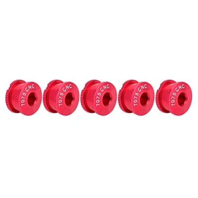Image of Bike Crank Bolts, Crankset Screws Aluminum Alloy Bicycles Chain Wheel Bolts Nut Parts for Single Dental Plate(Red)