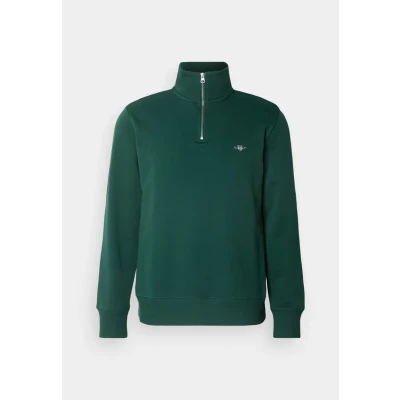 Image of GANT Shield HALF ZIP Sweatshirt, Men&#039;s, Size: XL, Tartan green