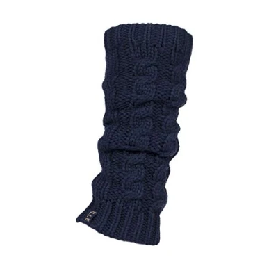 Image of 1 Pair Navy Chunky Cable Knit Leg Warmers Ladies One Size Elle