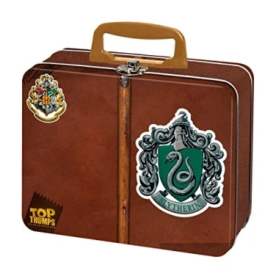 Image of Top Trumps Harry Potter Slytherin Collector&#039;s Tin card Game, Board the Hogwarts Express with Deathly Hallows Part 1 and 2, Educational game for 2 plus players makes a great gift ages 6