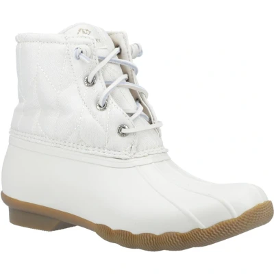 Image of Sperry Women&#039;s Saltwater Rain Boot, Ivory Nylon, 8 UK