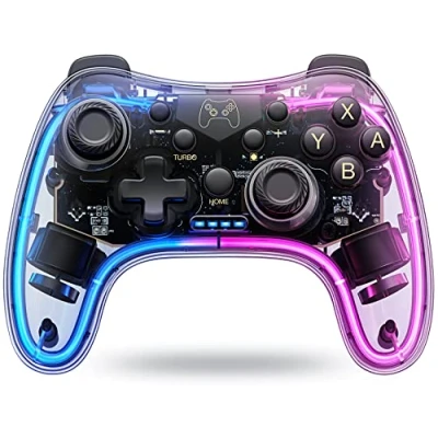 Image of HASACOOL Switch Pro Controllers for Switch/Switch Lite/OLED, Wireless Controller Gamepad Joystick with Turbo/Precise Motion Control/Vibration/Wake up/RGB Breathing LED/15H Playtime