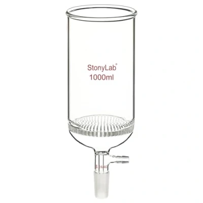 Image of stonylab Glass Buchner Filtering Funnel, Borosilicate Plate Filter Funnel with 9 mm Hose Connection and 24/40 Standard Joint for Test, 1000 ml