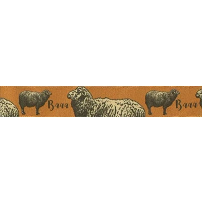 Image of Berisfords Sheep On Apricot Ribbon 25mm Wide Per Metre