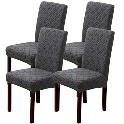 Image of LANSHENG Dining Chair Covers, Stretch Covers for Chairs 4, Removable Washable Seat Slipcovers Room, Kitchen (Set of Grey)