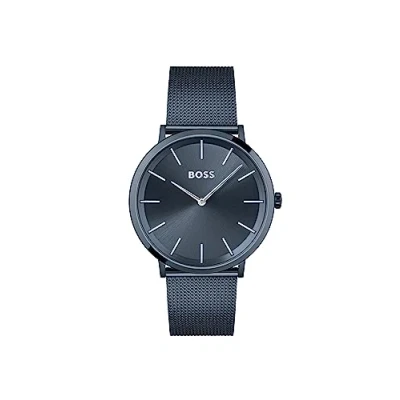 Image of BOSS Analogue Quartz Watch for Men with Blue Stainless Steel mesh Bracelet 1513827