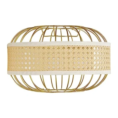 Image of MiniSun Modern Easy Fit Gold Wire Rattan Wicker Band Living Room Bedroom Ceiling Pendant Light Shade + LED Bulb