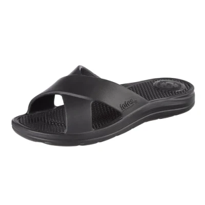 Image of totes Everywear Women&#039;s Cross Slide, Black, 8 UK