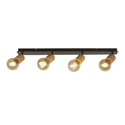 Image of Spinny 4 Light Bar Spotlight Wood &amp; Black Metal