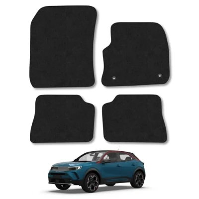 Image of Car Mats Compatible with Vauxhall Mokka E (2020 ) Tailored Fit Black Carpet Floor Set Accessory Custom 4 Pieces Anti Slip Backing &amp; Binding Trim Edge