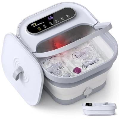 Image of Foot Spa Bath Massager with Heat, ALLJOY Collapsible Soaking Tub Bubbles, Pumice Stone, Timer, 6 Shiatsu Massage Rollers Pedicure for Relaxation, Gifts