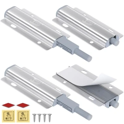 Image of Push to Open Door Catches for Cupboard Jiayi 4 Pack Magnetic Opener Catch Touch Latch Magnet Drawer Closet Closing Wardrobe Closure