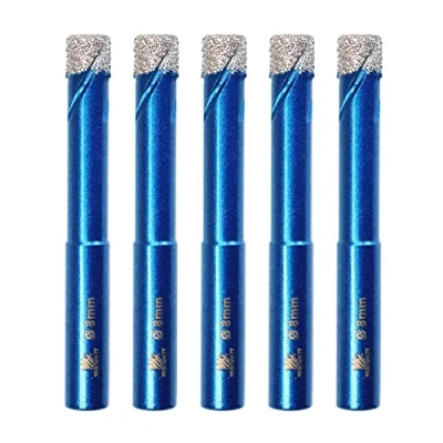 Image of Dry Diamond Drill Bit Set,BRSCHNITT 5pcs/pack 8mm Hole Saw Core with Round Shank for Porcelain Tile Ceramic Stone Granite Marble,Hex Drilling Kit