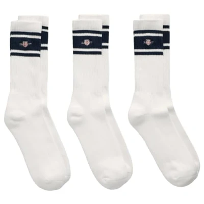 Image of Gant Mens Shield Logo Sport Socks 3 Pack White Size UK 9 11
