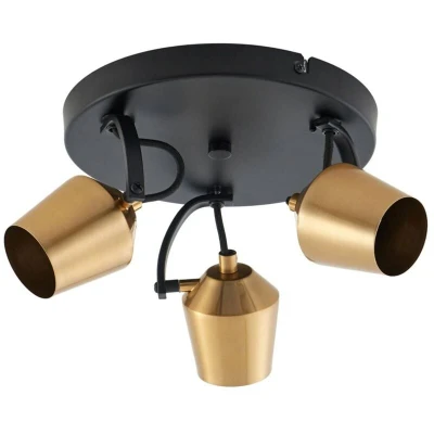 Image of Lindby downlight Sylveria, 3 bulb, black/gold, iron