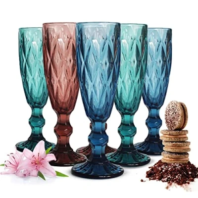 Image of Sendez Prosecco Champagne Flutes 150 ml Set of 6 Colourful