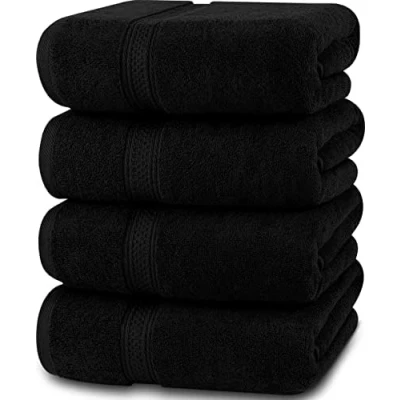 Image of Utopia Towels 16 Piece Bath Set (69 x 137 CM) Premium 100% Ring Spun Cotton Quick Dry, Highly Absorbent, Soft Feel Towels, Perfect for Daily Use (Black)