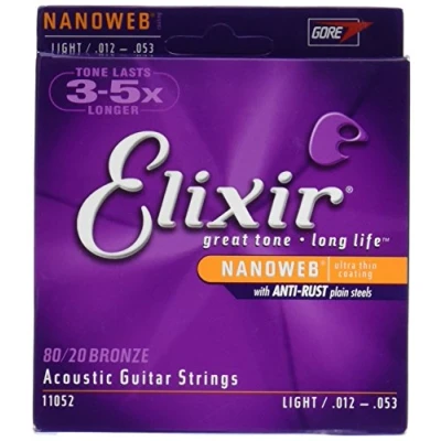 Image of Elixir Light Nanoweb Acoustic Guitar Strings 2 Pack
