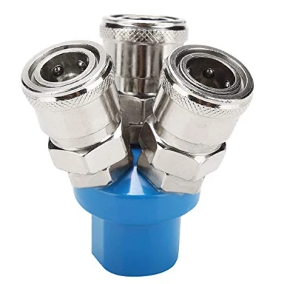 Image of C Type 2 Way 3 Pneumatic Quick Fitting Air Hose Splitter Line Fittings Manifold Coupler Compressor Connector (Round Way)