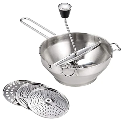 Image of aniceday Stainless Steel Jam Machine Non Electric Food Mill Unique Manual Grinder Heavy Duty Rotary and Puree Maker for Fruit, Sauces, Purees, Soups