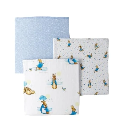 Image of Beatrix Potter Peter Rabbit Baby Collection Muslin Squares Set 3