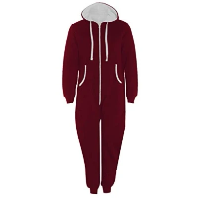 Image of Likes Style New Plain All in One Hooded Jumpsuit Unisex Onesie (Wine 5X Large)