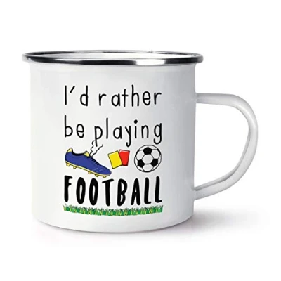 Image of I&#039;d Rather Be Playing Football Retro Enamel Mug Cup