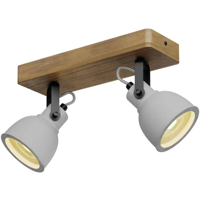 Image of Lindby LED Ceiling Light &#039;Mitis&#039; dimmable (Industrial Design) in Brown Made of Wood for e.g. Living Room &amp; Dining (2 Sources, GU10) from floodlight, Spotlight