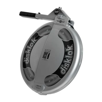 Image of Disklok Gold Security Edition Car Steering Wheel Full Cover Anti Angle Grinder Theft Lock Police Approved (Silver, Medium 39cm 41.5cm)