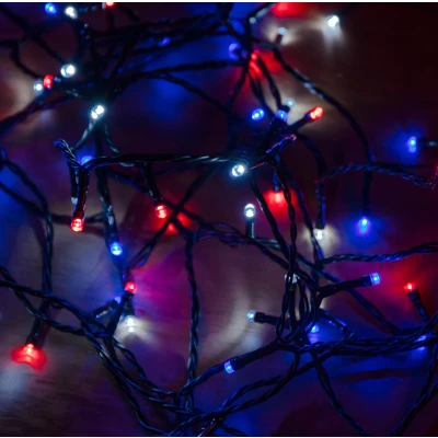 Image of 28.7m 360 LED SupaBrights Multi Action Christmas String Lights with Timer in Blue, Red &amp; White