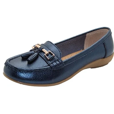 Image of Jo &amp; Joe Ladies LR Nautical Loafer Flatform Shoes Peacock Blue UK 8