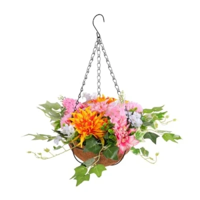 Image of xbiez Indoor/outdoor Artificial Flower Chrysanthemum Flowers Realistic Spring Simulation Hanging Baskets