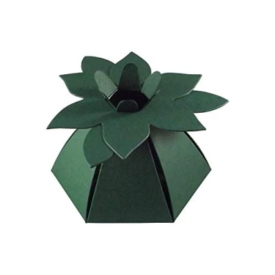 Image of 10 x Xmas Green Flower Top Wedding Favour Boxes