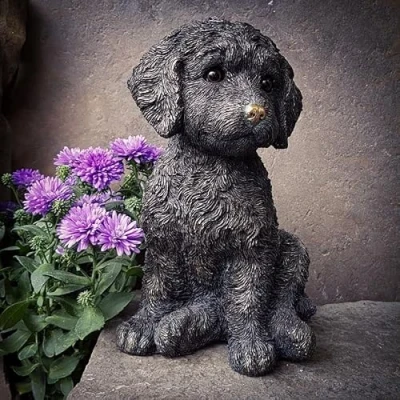 Image of Cockapoo Puppy Dog Bronze Finish Statue Indoor Garden Decoration Ornament Pet