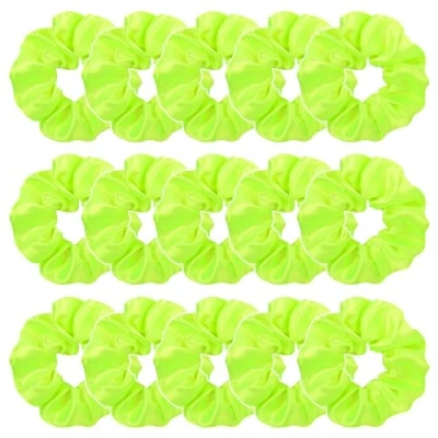 Image of UILYNIU 15 Pcs Hair Scrunchies, Stretchy Ties, Neon Cute Elastic Bands, Ponytail Holder, Large Scrunchy, Accessories for Women Girls Lady (Green)