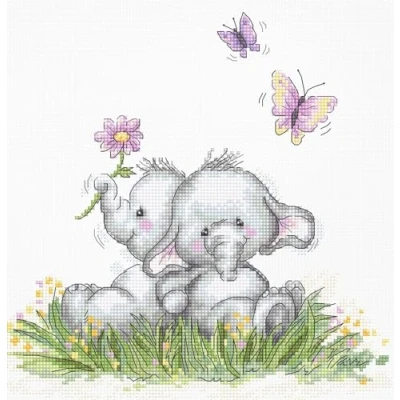 Image of Luca S Cross Stitch Kit Elephant Couple, B1184