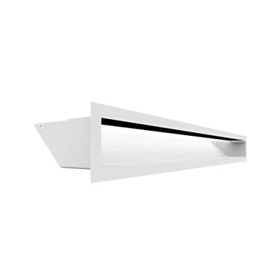 Image of KRATKI Air Ventilation Grille, Warm 9 x 80 cm, White, Exhaust Grille for Fireplace Ventilation, Intake at an Angle of 45 Degrees, Overheat Resistant, Ideal Modern Interiors