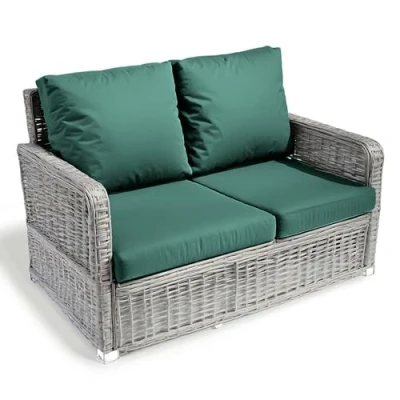 Image of Kosiproducts Replacement Rattan Cushion Seat Cushions Garden Patio Furniture [Green, 2 Seats + Cushions] Furntiure Not Included