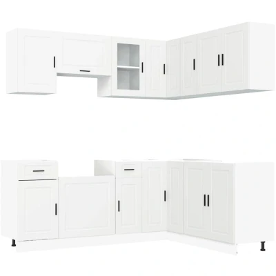 Image of vidaXL Porto 11 Piece White Engineered Wood Kitchen Cabinet Set Ample Storage/Smooth Surface/Sizes/Adjustable Feet