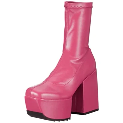 Image of LAMODA Women&#039;s Pretty Please Mid calf boot, Fuchsia PU, 3.5 UK