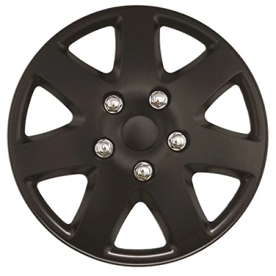Image of Streetwize Tempest Premium Wheel Cover Set Matt Black Rim, 14 in. Hubcap, Decorative Trim. Automotive Exterior Car Accessories