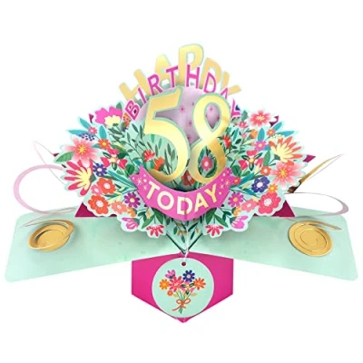 Image of Happy 58th Birthday 58 Today Pop Up Greeting Card Love Kate&#039;s Cards Her POP215MC58