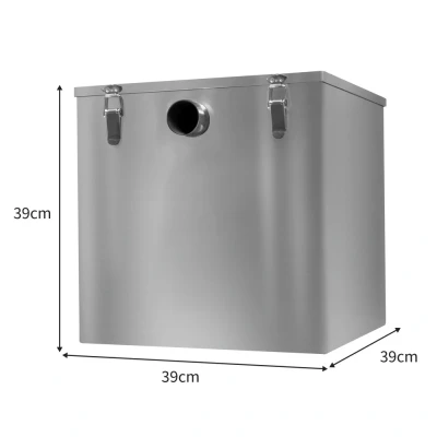 Image of Commercial Grease Trap 60L Under Sink Interceptor 9KG Stainless Steel Waste Fat Oil Water Separator Filter Restaurant Kitchen Takeaway Hotel Café 50mm Inlet Outlet Compact 39cm H x W D