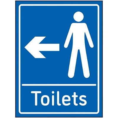 Image of V Safety Mens Toilets Arrow Left Sign 150x200 mm 2 Super Strong PETG