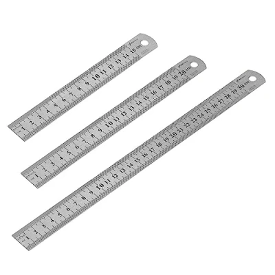 Image of Metal Ruler, 3Pcs Stainless Steel Rulers Set Straight Edge Precision Ruler 15cm 20cm 30cm Measuring Drawing Tool