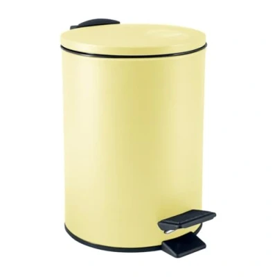 Image of Spirella Adelar Cosmetic Bin 3 Litres Stainless Steel with Soft Close Mechanism and Inner Bucket Yellow